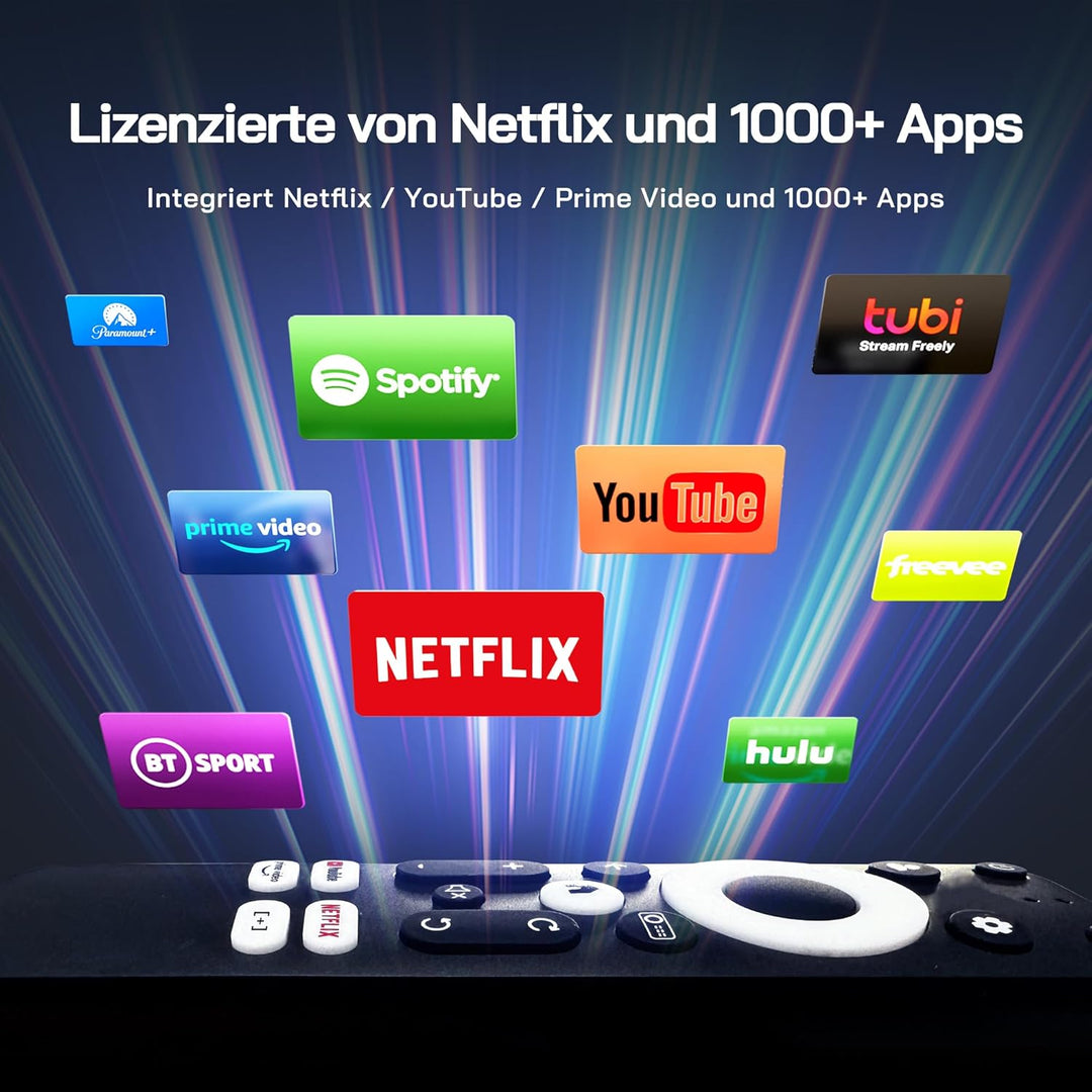 WOLFANG Mini Beamer 4K【Netflix Official & Autofokus/Trapezkorrektur】, 28000 Lumen WiFi 6 Smart Proje