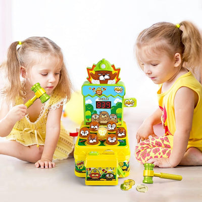 VATOS Whack Spiel,Schlag den Maulwurf,elektronisches Mini Arcade Spielzeug,Münzspiel mit 2 Hämmern,i