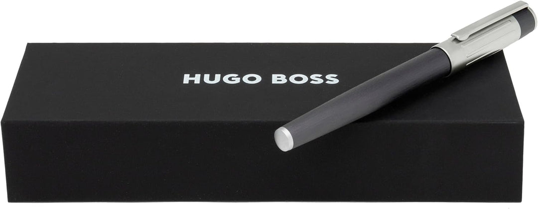 Hugo Boss Gear Ribs Füllfederhalter aus Messing und Aluminium in der Farbe Gun, Länge: 13,8cm, Feder