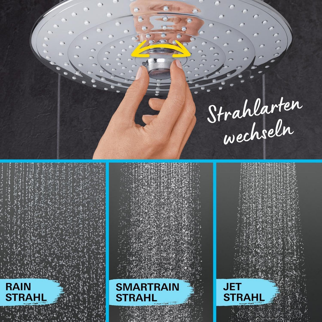 GROHE Vitalio Joy Shower System 260 - Duschsystem mit Umstellung (für die Wandmontage, 3 Strahlarten