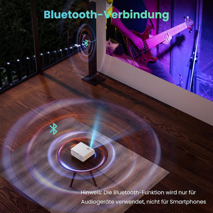 HOPVISION Beamer, Mini Beamer WiFi Bluetooth Full HD 1080P, Beamer 4K Heimkino Unterstützt mit Zoomf