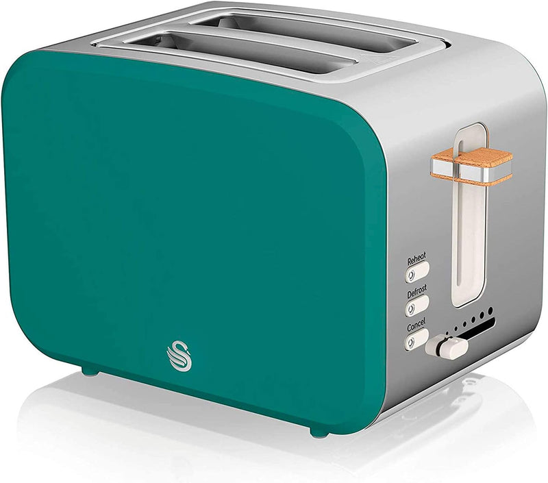 Swan Nordic Breitschlitz-Toaster für 2 Scheiben, 3 Funktionen, 6 Bräunungsstufen, modernes Design, E
