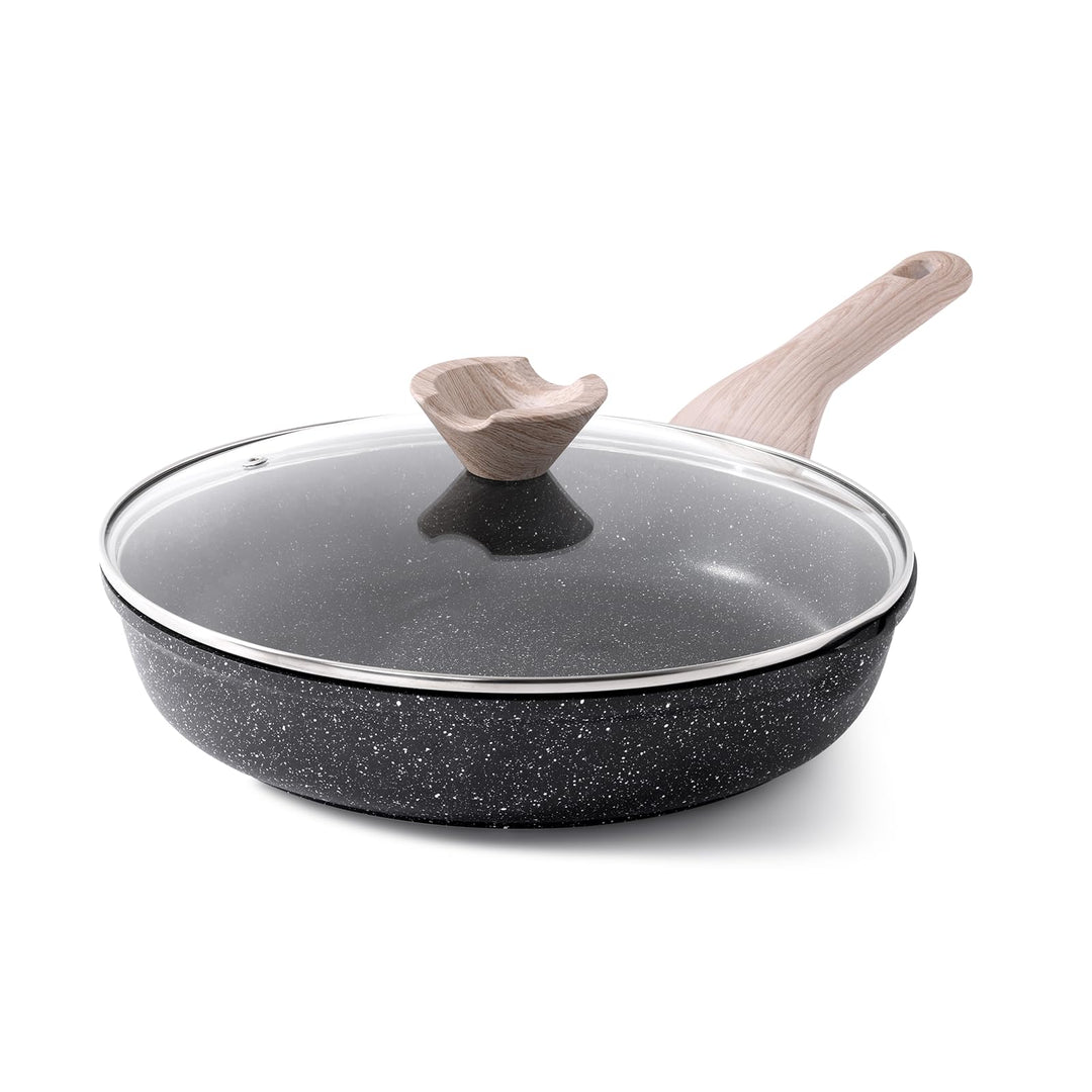 Kordisen Antihaft Bratpfanne mit Deckel, 28 cm Granit Beschichtung Pfanne Induktion, Gesund und Ungi