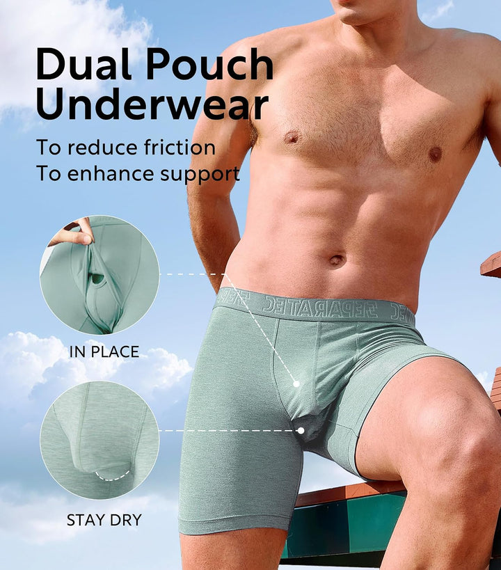 Separatec Herren Boxershorts 4er Pack Doppelbeutel Dual Pouch, Bambus Unterhosen Männer, Stretcken H