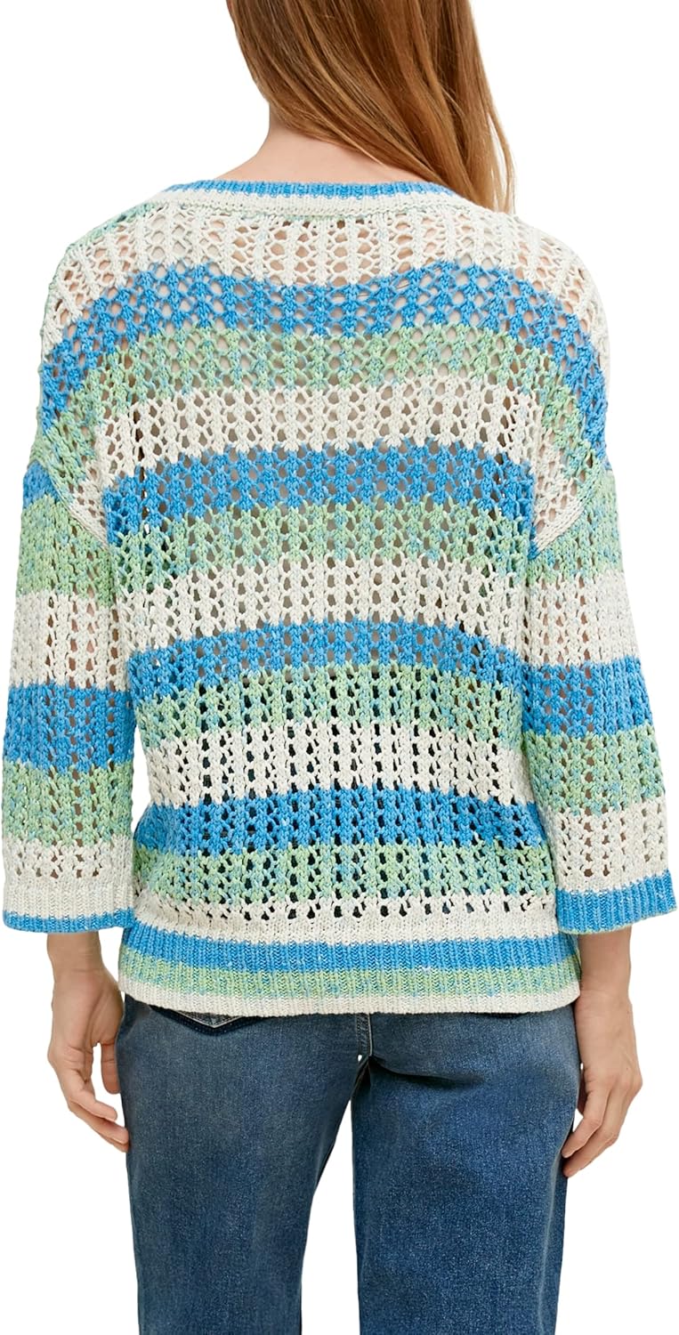 comma Damen Pullover 34 Mehrfarbig, Weiss 01x1, 34 Mehrfarbig, Weiss 01x1