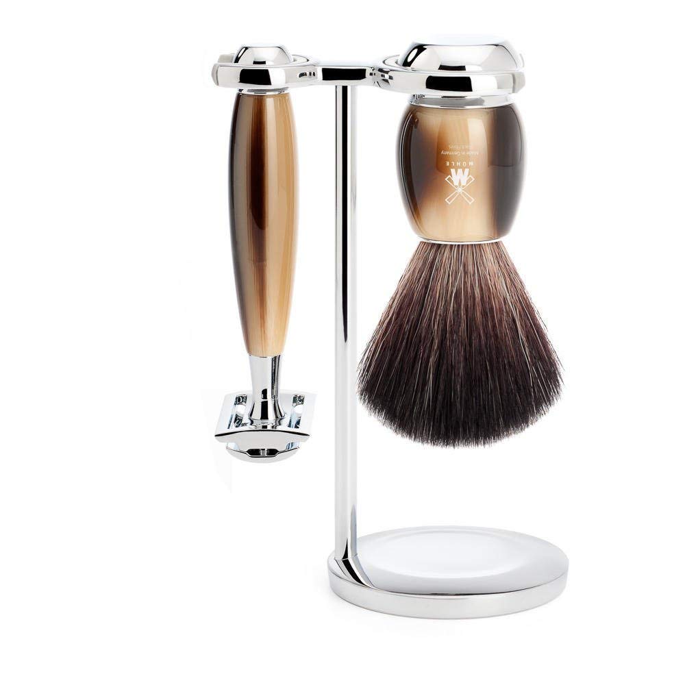MÜHLE Rasierset - Vivo Serie - Black Fibre - Rasierhobel - Edelharz hornbraun