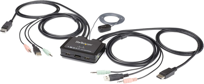 StarTech.com 2-Port USB DisplayPort KVM Switch - 4K 60 Hz - UHD DP 1.2 USB-KVM Umschalter mit 1,2 m