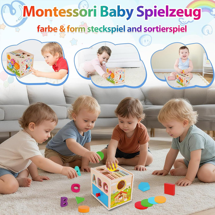 FCSONU Kinder Montessori Spielzeug ab 1 2 3 Jahre Jungen Mädchen, Holz Motorikspielzeug ab 1 Jahr, F