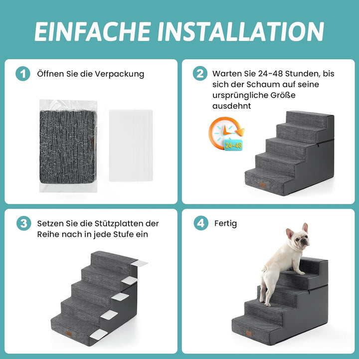 Hundetreppe, 5 Stufen Multifunktionale aus Hochdichtem Schaumstoff für Bett Couch Sofa, 60cm Hoch Ab