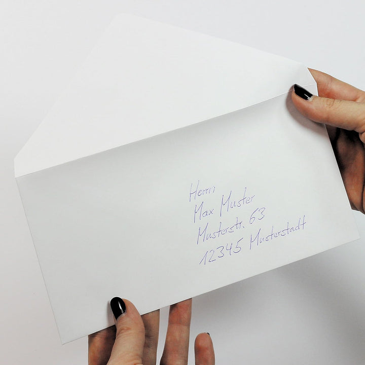PREMIUM Briefumschläge DIN lang weiss, gefüttert 100 g/qm, 500 Stück, weiss mit Innenfutter/Seidenfu