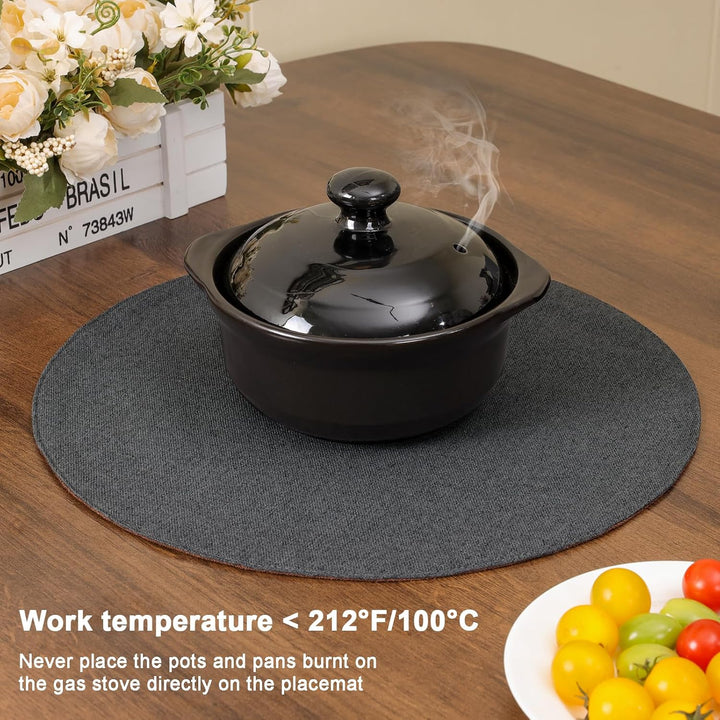 Tischsets, Durchmesser 38cm Leinenimitat Platzsets Abwaschbar rutschfeste Tischsets Platzsets Doppel