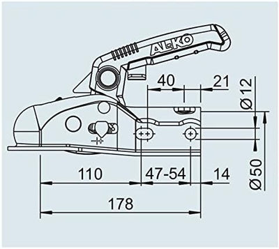 AL-KO AK 270-50mm Kugelkupplung gebremste Anhänger bis 2.700kg inkl. Soft Dock