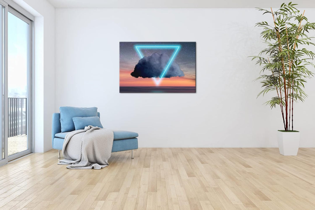 deyoli Dreieck Wolken Logo Format: 80x60 als Leinwandbild, Motiv fertig gerahmt auf Echtholzrahmen,