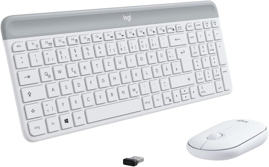 Logitech MK470 Slim Combo Kabelloses Tastatur-Maus-Set, 2.4 GHz Verbindung via Nano-USB-Empfänger, 1