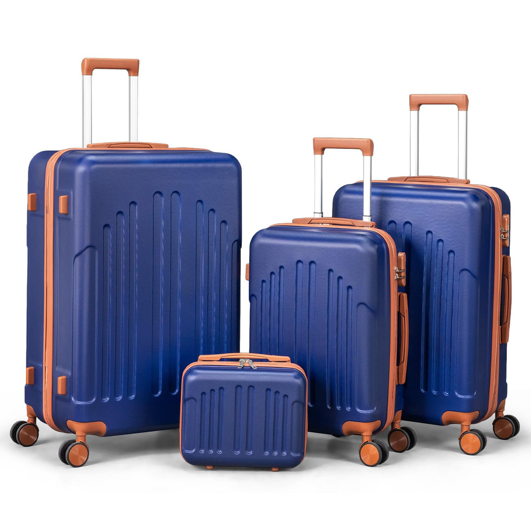 LEADZM Koffer Set 4 teilig Hartschale mit Kosmetikkoffer, Kofferset aus ABS, Reisekoffer mit Rollen