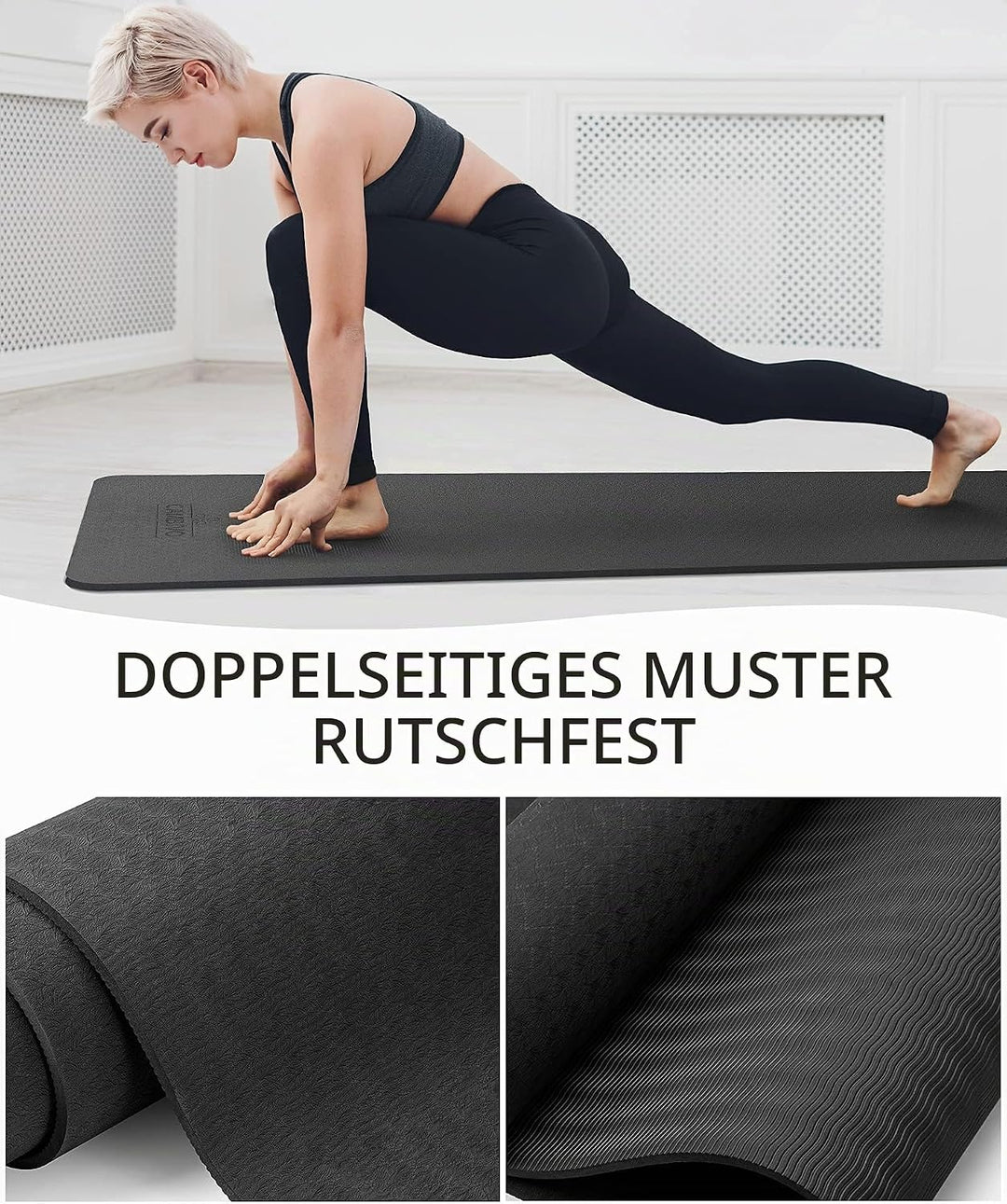 CAMBIVO Yoga Matte 183cm x 61cm, 8mm Dicke Pilates Matte Gymnastikmatte Rutschfest &amp; Gepolstert,Yoga
