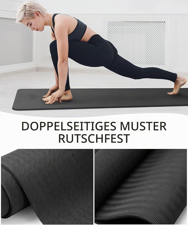 CAMBIVO Yoga Matte 183cm x 61cm, 8mm Dicke Pilates Matte Gymnastikmatte Rutschfest &amp; Gepolstert,Yoga