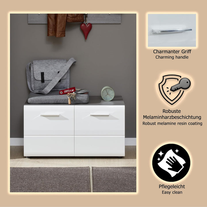 trendteam smart living - Schuhkommode Sitzbank - Garderobe - Line - Aufbaumass (BxHxT) 80 x 41 x 35
