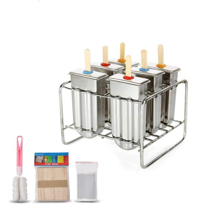 Form für Eis am Stiel, Eiscremeform, Stieleis-Form aus Edelstahl, für Gefrierschrank, 6 Stück im Set