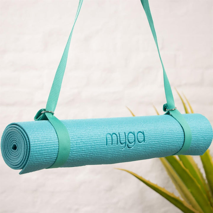 Myga Yogagurt mit D-Ring - 2-in-1 verstellbarer Yoga-Gürtel & Matten-Trageschlinge - Dehnungsgurt fü
