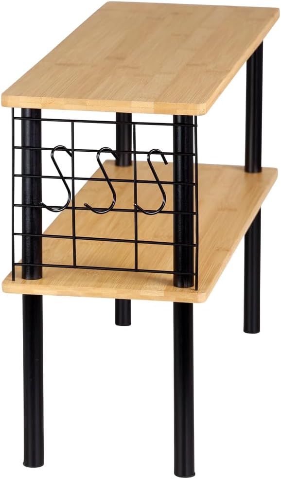 Kesper | Küchenregal, Material: Bambus, Metall, Masse: 55 x 20 x 38 cm, 2 Ablagen, Drahtgitter mit 3