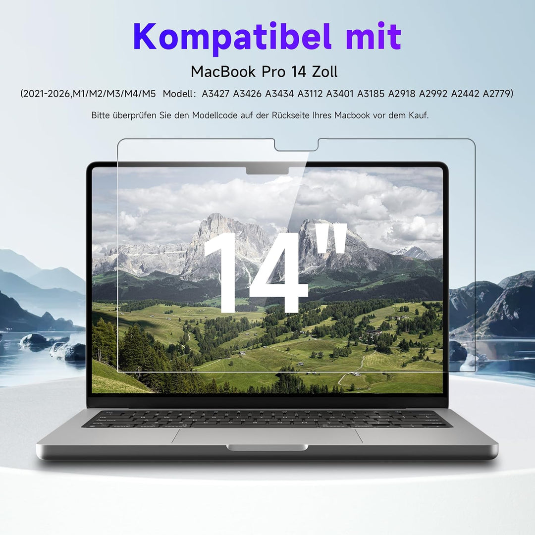 2 Pack Blaulichtfilter Displayschutzfolie für MacBook Pro 14 Zoll 2025-2021 (M5/M4/M3/M2/M1), Blends