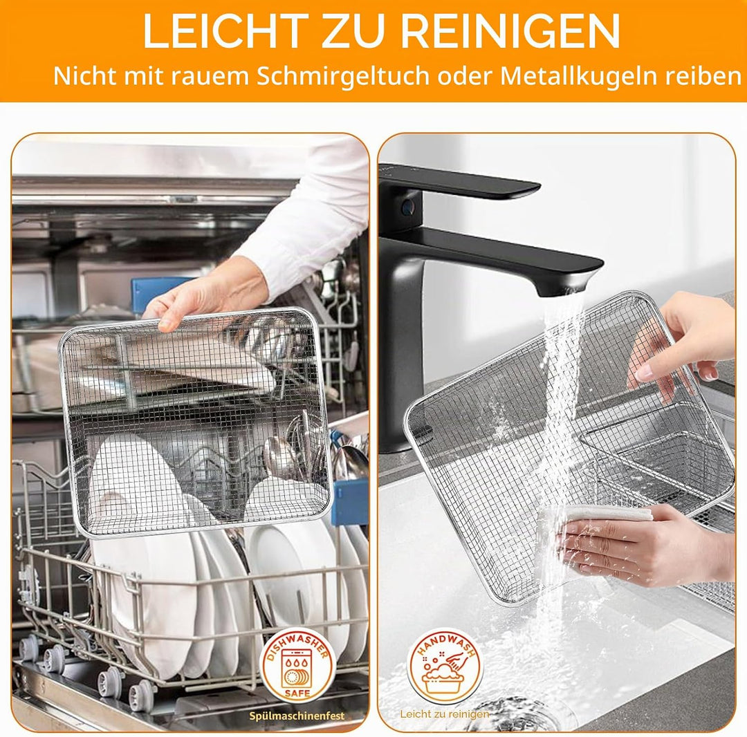 GWYXC Ersatzteilkorb für Breville Halo Flexi Luftfritteuse, 30,5 x 24,8 x 3,3 cm, Edelstahl, Air-Fri