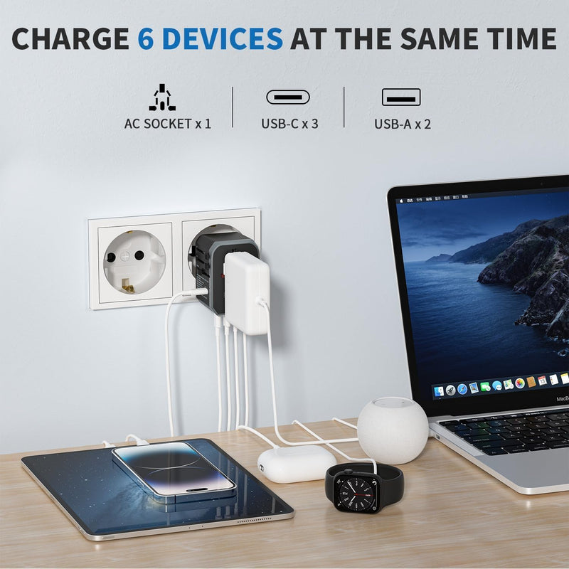EPICKA Reiseadapter Weltweit, Universal Reisestecker Adapter 30W, Internationaler Steckdosenadapter