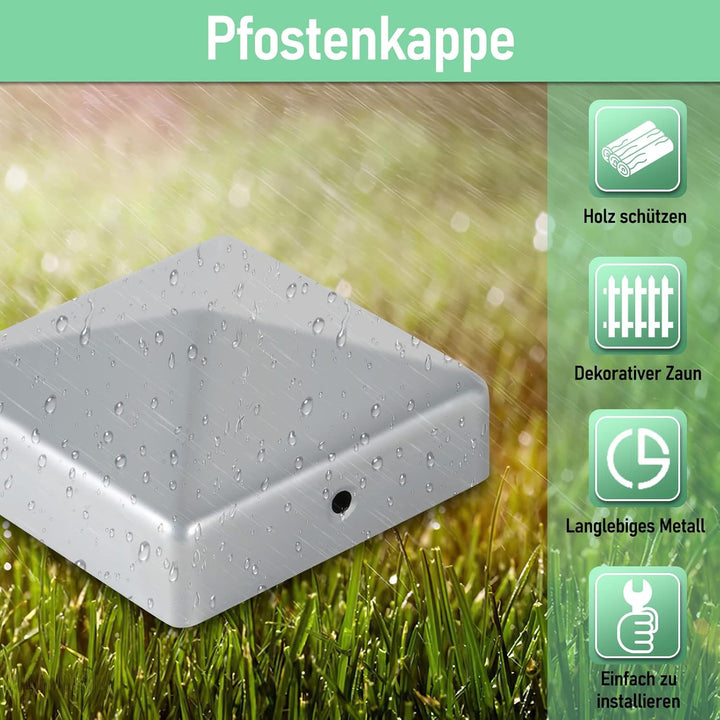 Pfostenkappe, 10 Stück, 91mm*91mm Pfostenkappen Zaunkappe Abdeckkappe, mit Schrauben, Pfahlkappe Kap
