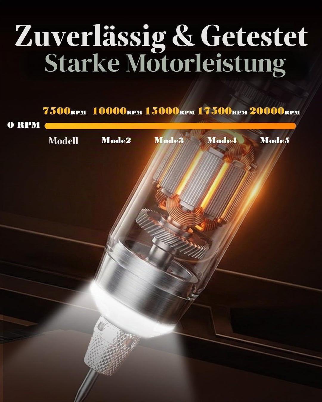 Drahtloses Gravierstift 48 Pcs & LED-Anzeige, 5-Gang für Metall, Holz, Glas, Kunststoff und alle Mat
