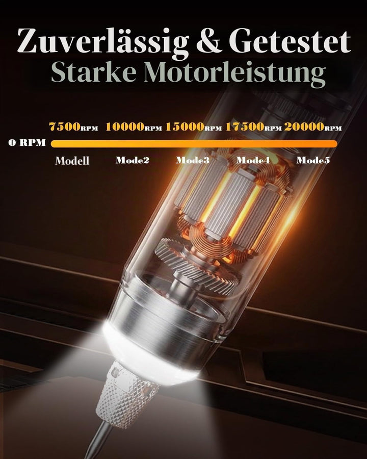 Drahtloses Gravierstift 48 Pcs & LED-Anzeige, 5-Gang für Metall, Holz, Glas, Kunststoff und alle Mat