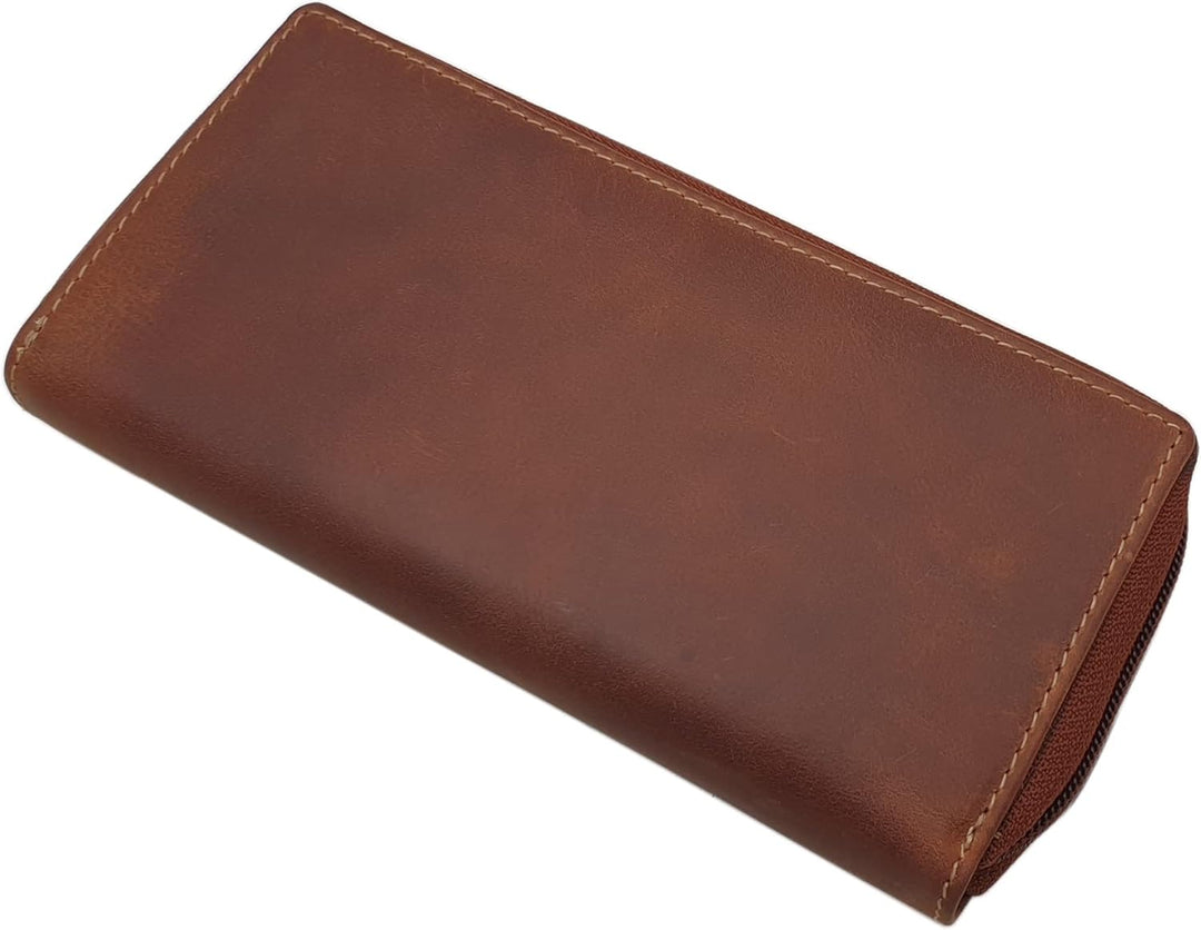 Grosse Vollrindleder Damen Geldbörse / Geldbeutel / Portemonnaie / Geldtasche / Portmonee rundherum