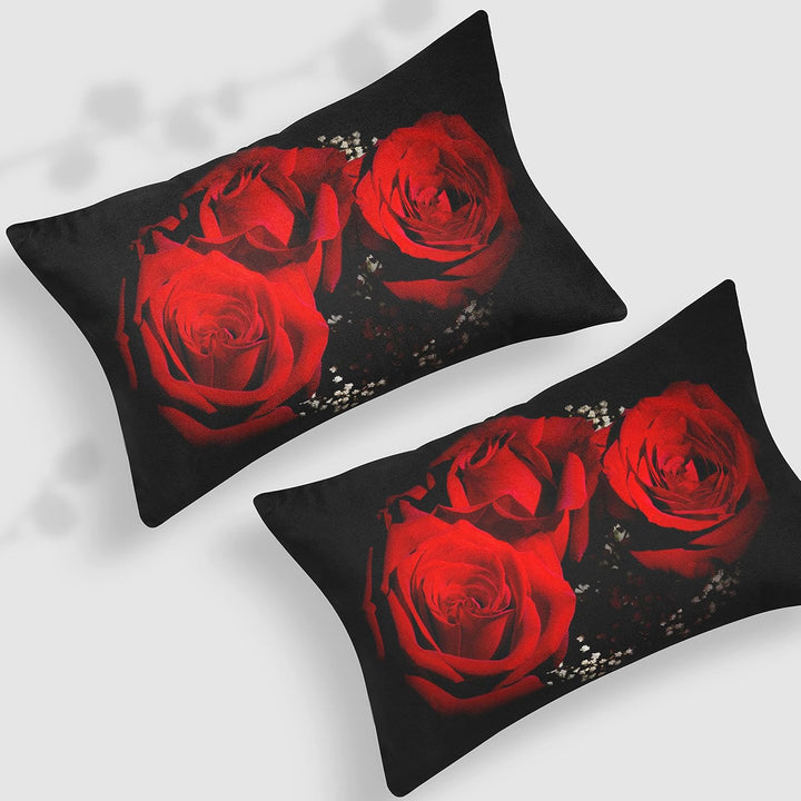 HZVRTN Bettwäsche 3D Rot Rose Bettbezug Set mit Reissverschluss und 2 Kissenbezug, Mikrofaser Kreati