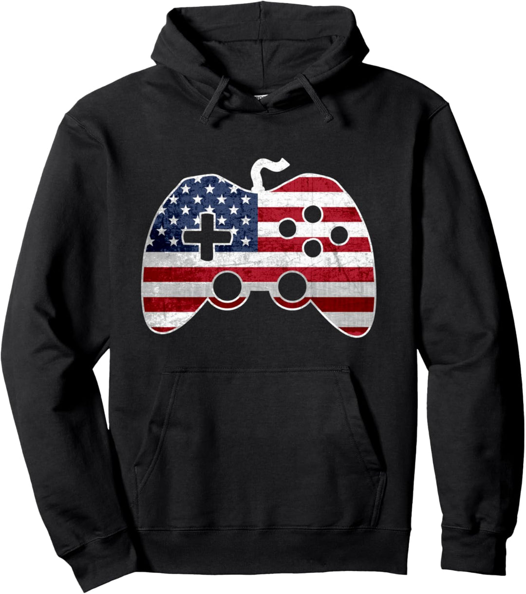 4th Of July Video Gamer American Flag Controller Games Love Pullover Hoodie