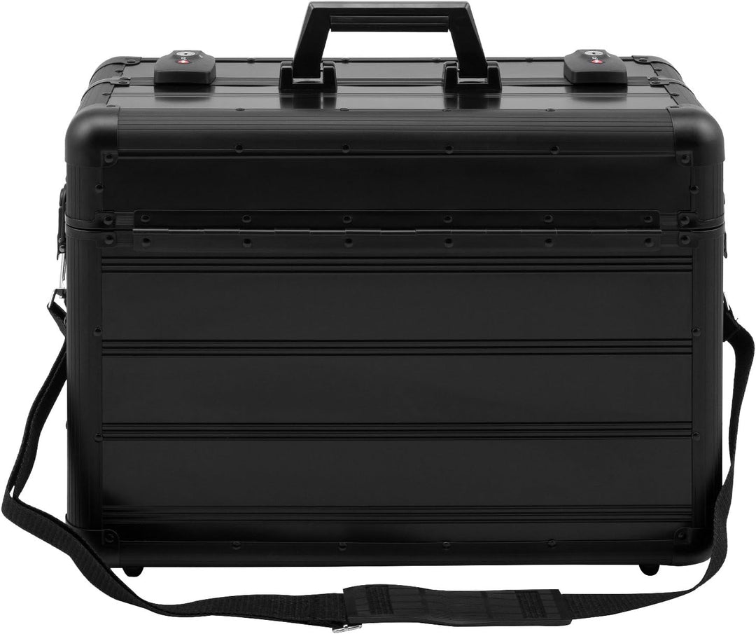 anndora Pilotenkoffer Businesskoffer TSA Schlösser Aluminium Oberfläche Schwarz, Schwarz