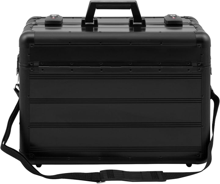 anndora Pilotenkoffer Businesskoffer TSA Schlösser Aluminium Oberfläche Schwarz, Schwarz