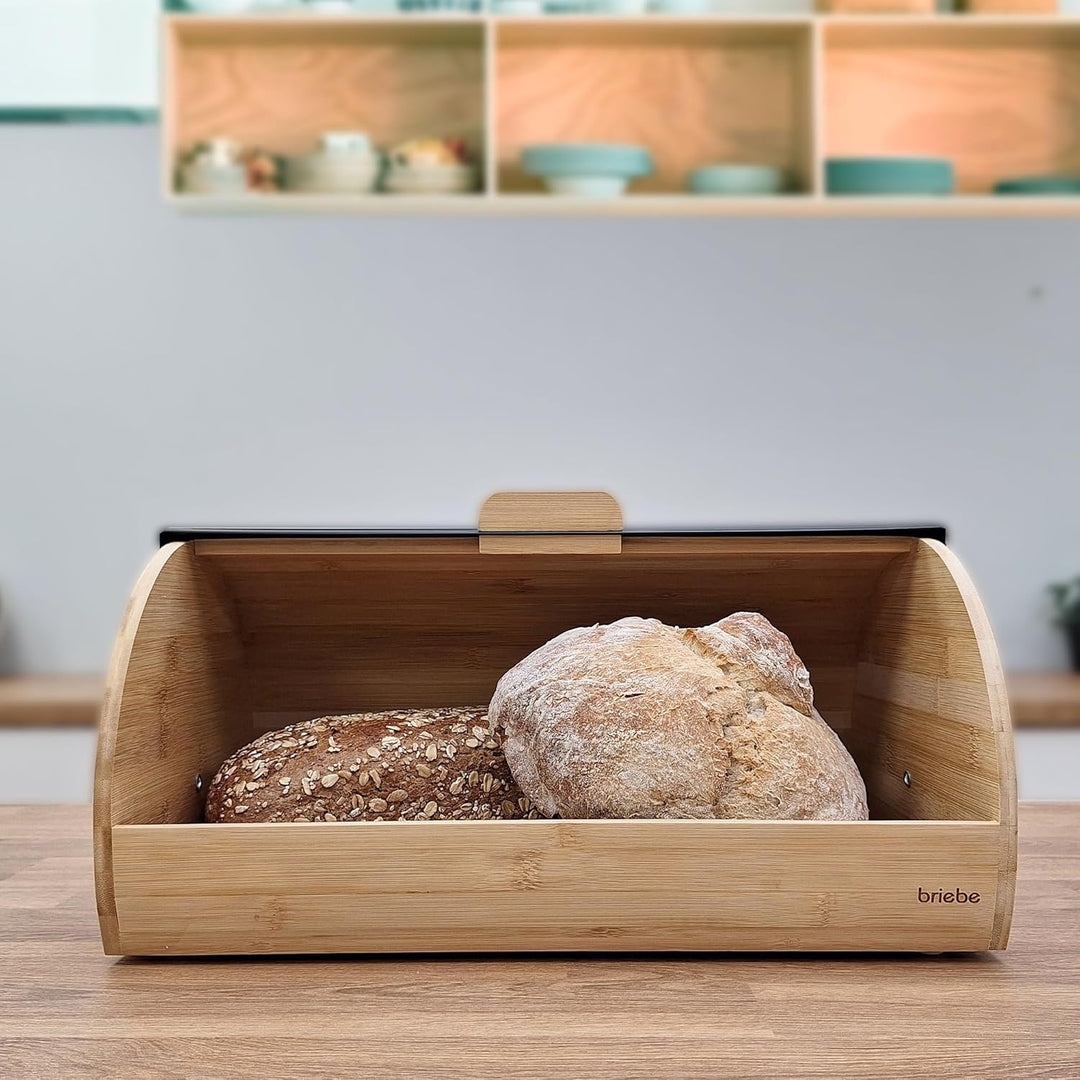 briebe Nordic Brotkasten für Brotaufbewahrung aus Bambusholz, Langanhaltende Frische des Brotes, Sch