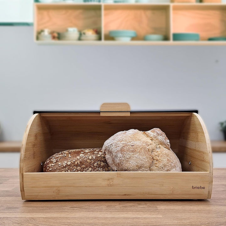 briebe Nordic Brotkasten für Brotaufbewahrung aus Bambusholz, Langanhaltende Frische des Brotes, Sch