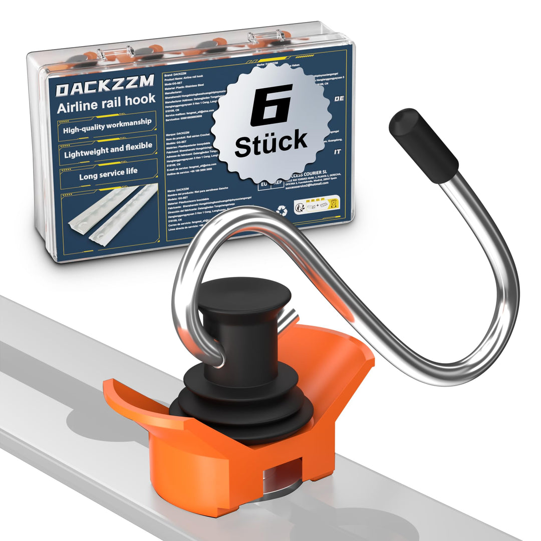 Airlineschiene Zubehör 6 Stück, Single Endbeschlag Airlineschiene Fitting Haken 50 kg Tragfähigkeit,