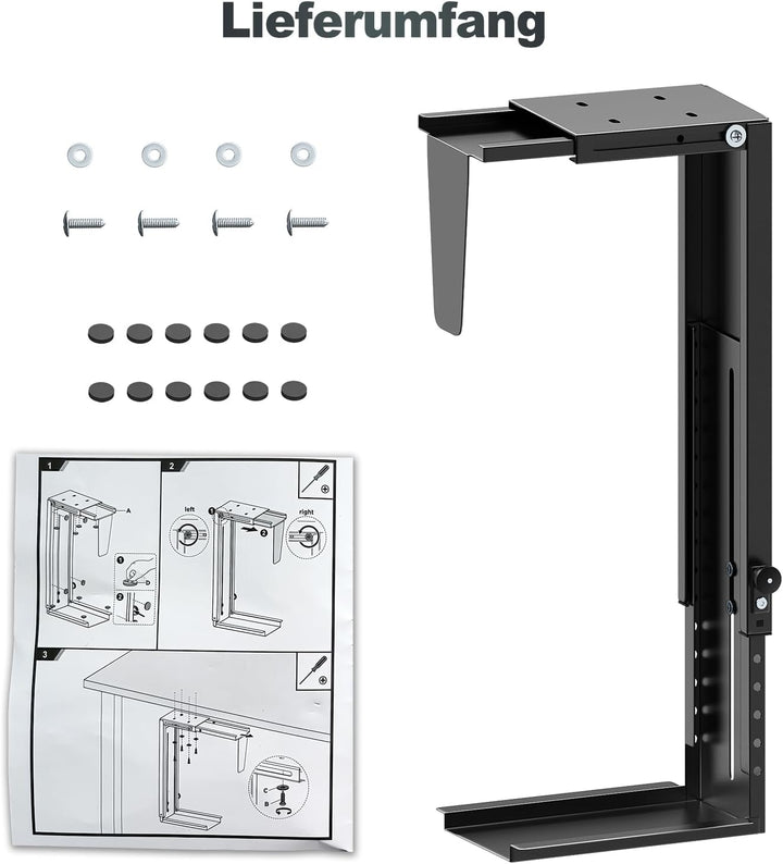 Unter-Tisch PC Halterung – Verstellbare PC Tower Halterung 21–33 cm breit, bis 22,7 kg belastbar, St