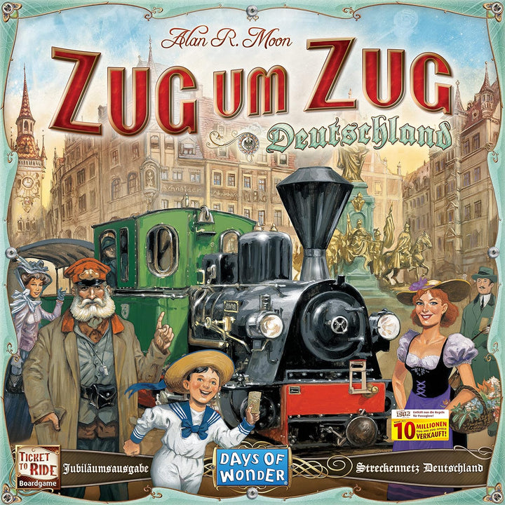 Asmodee Days of Wonder, Zug um Zug Deutschland (Auflage 2023), Grundspiel + Erweiterung, Familienspi