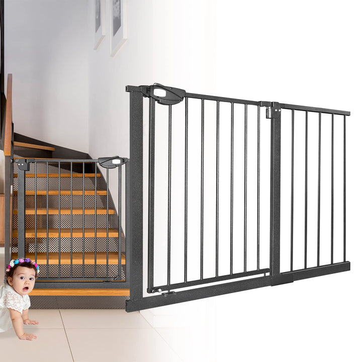 JOIEYOU Treppenschutzgitter ohne Bohren, 105-115 cm Türschutzgitter Treppengitter für Kinder und Hau