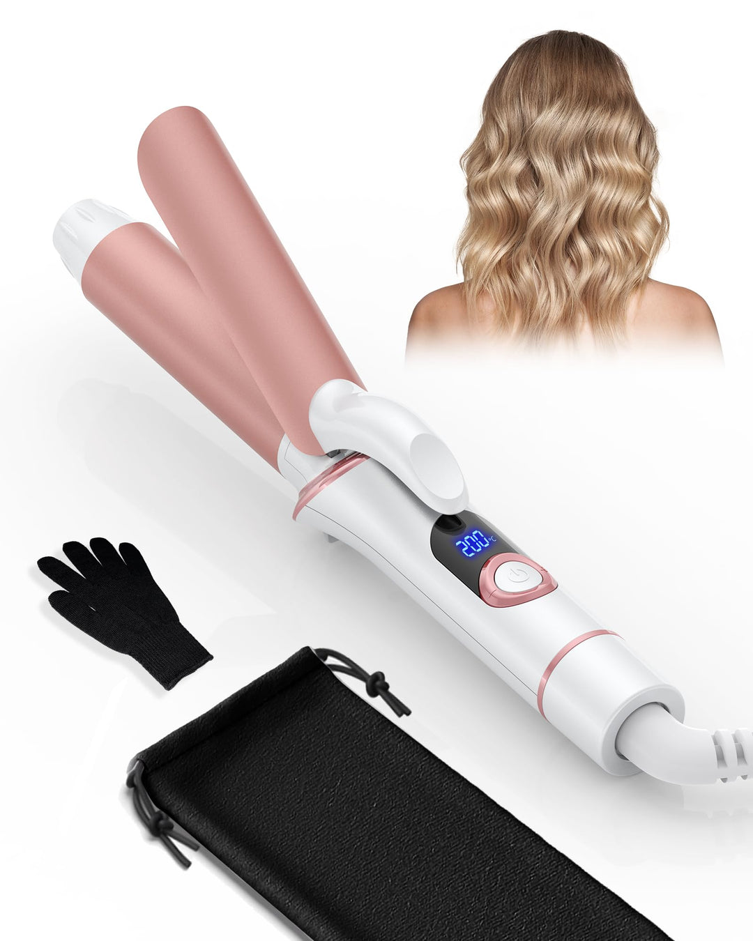 Lockenstab für Kurze Haare Weiss Rosa, Weiss Rosa