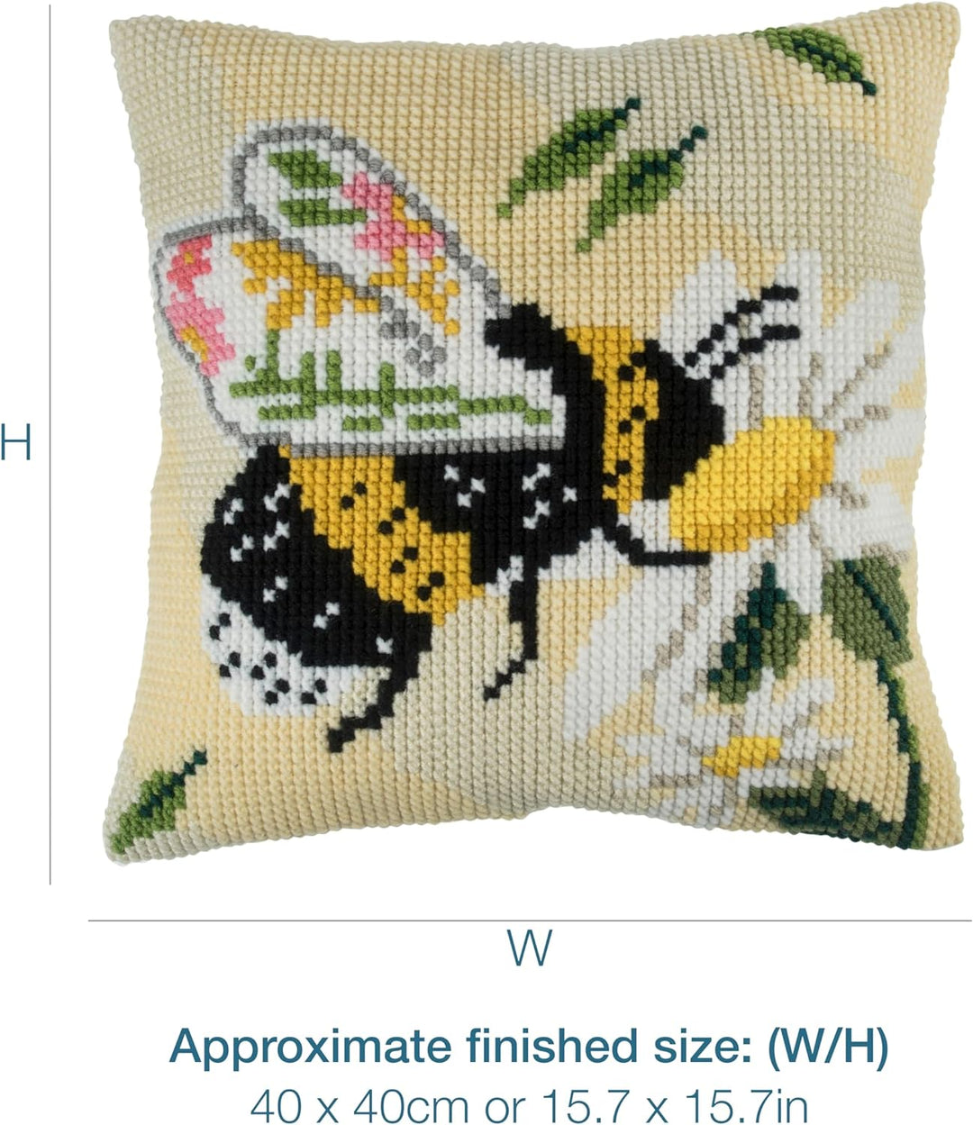 Trimits GCS58 Kreuzstich-Kissen-Set, Floral Bee, 40 x 40cm (16 x 16in), Floral Bee