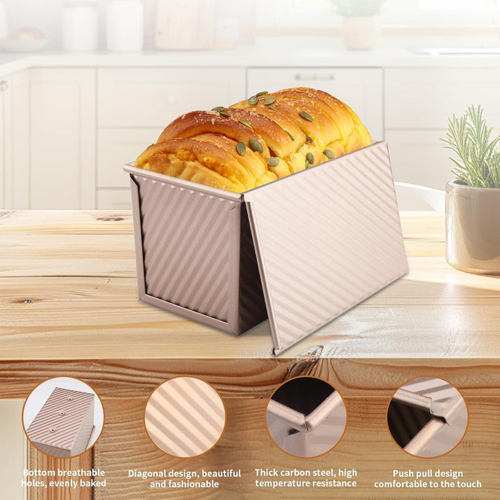 4PCS Brotbackform mit Deckel Set Toast Brot Backform Kastenform Antihaft Toastform mit Deckel inkl P