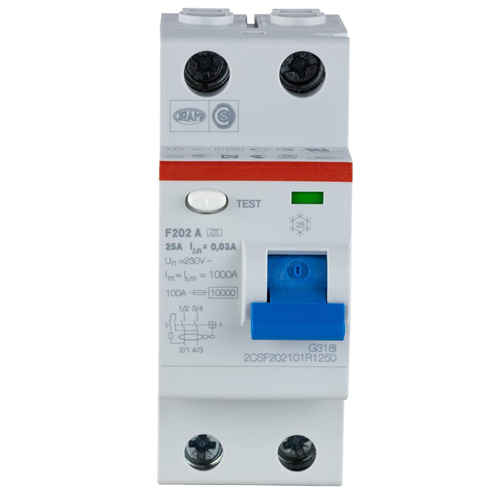REV 0515498555 FI, Schutzschalter 2-polig, 2TE, Höhe 68mm, 25A, 0,03A, 240VAC, weiss 25A 2-polig, 25