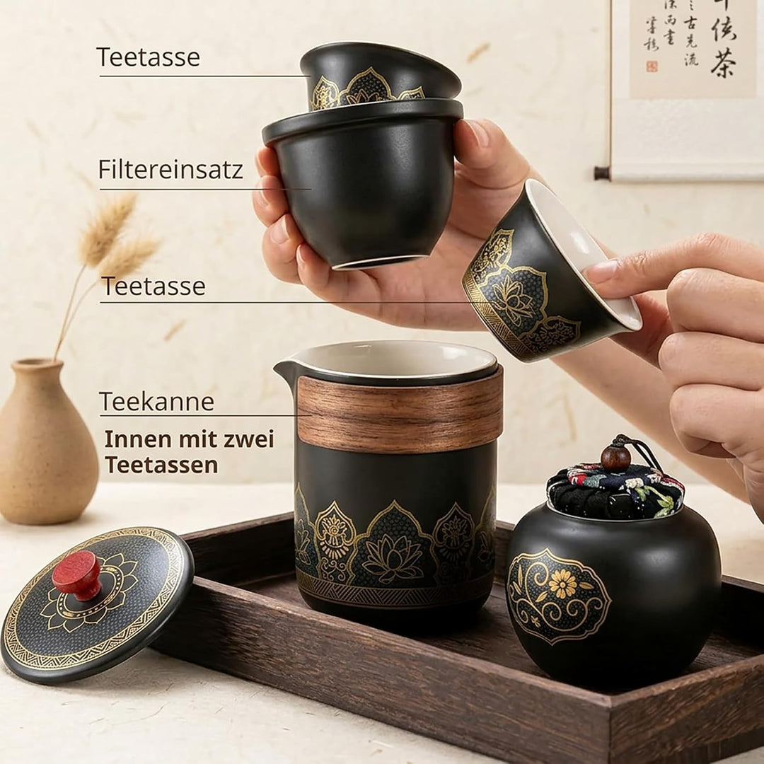 Japanisches Teeservice, 6 Stück Schönes Tea Set Porzellan Chinesische Teekanne Set, Gongfu Teeservic