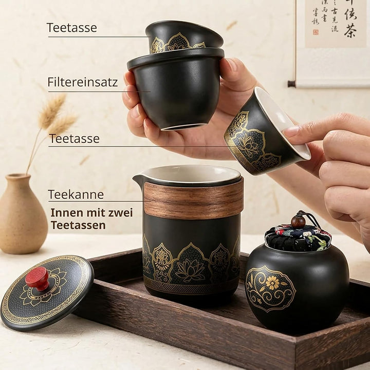 Japanisches Teeservice, 6 Stück Schönes Tea Set Porzellan Chinesische Teekanne Set, Gongfu Teeservic
