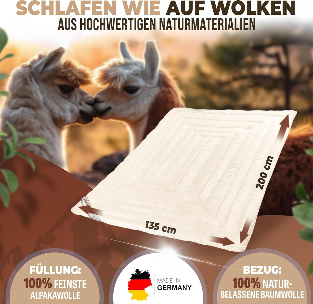 Engelshof Alpaka Bettdecke, Alpaka Decke 135 x 200 cm, Sommer leicht Decke Alpaka Wolle ist viel Bes