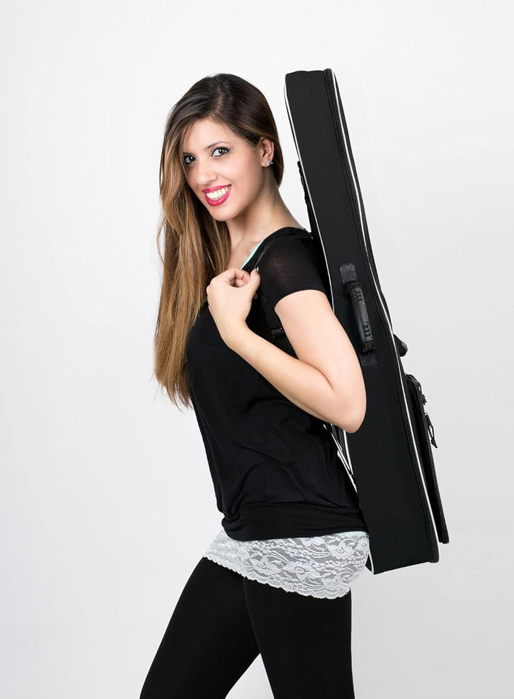 ROCKTILE 1/2 Klassik-Gitarrentasche (gepolsterter Gigbag, Rucksackgarnitur, 2 Aussentaschen) schwarz